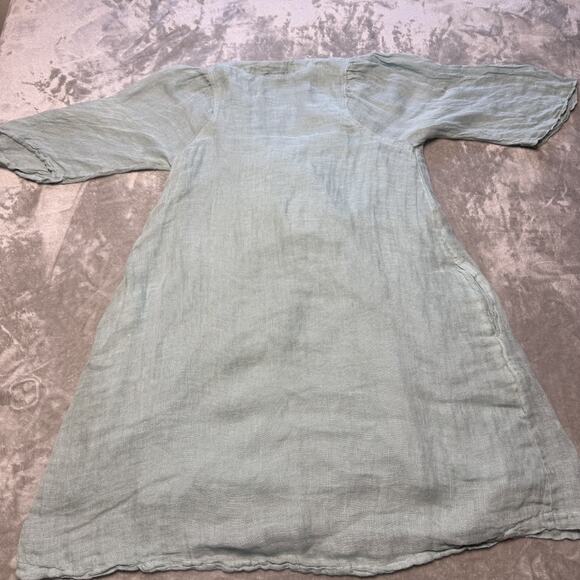 Sundance 100% Linen Midi Dress Green Size PS Lined Cottagecore Lagenlook Resort - Picture 8 of 8